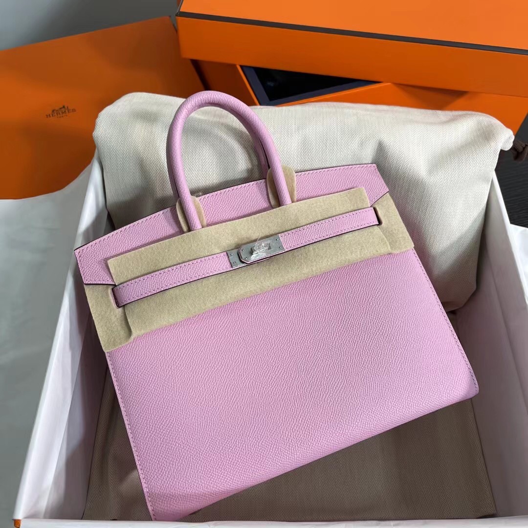 Hermes Birkin 25CM Epsom Leather Handbag Pink Purple 